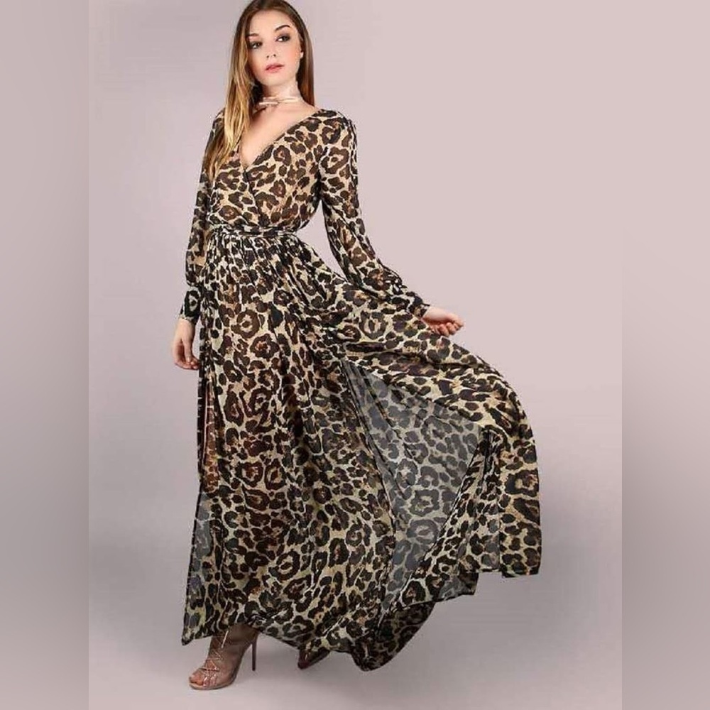 Leopard Print Maxi Dress - Picture 1 of 4